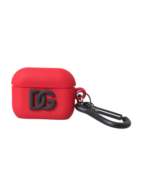 Étui pour Airpods Dolce &amp; Gabbana en caoutchouc de silicone rouge avec logo en relief