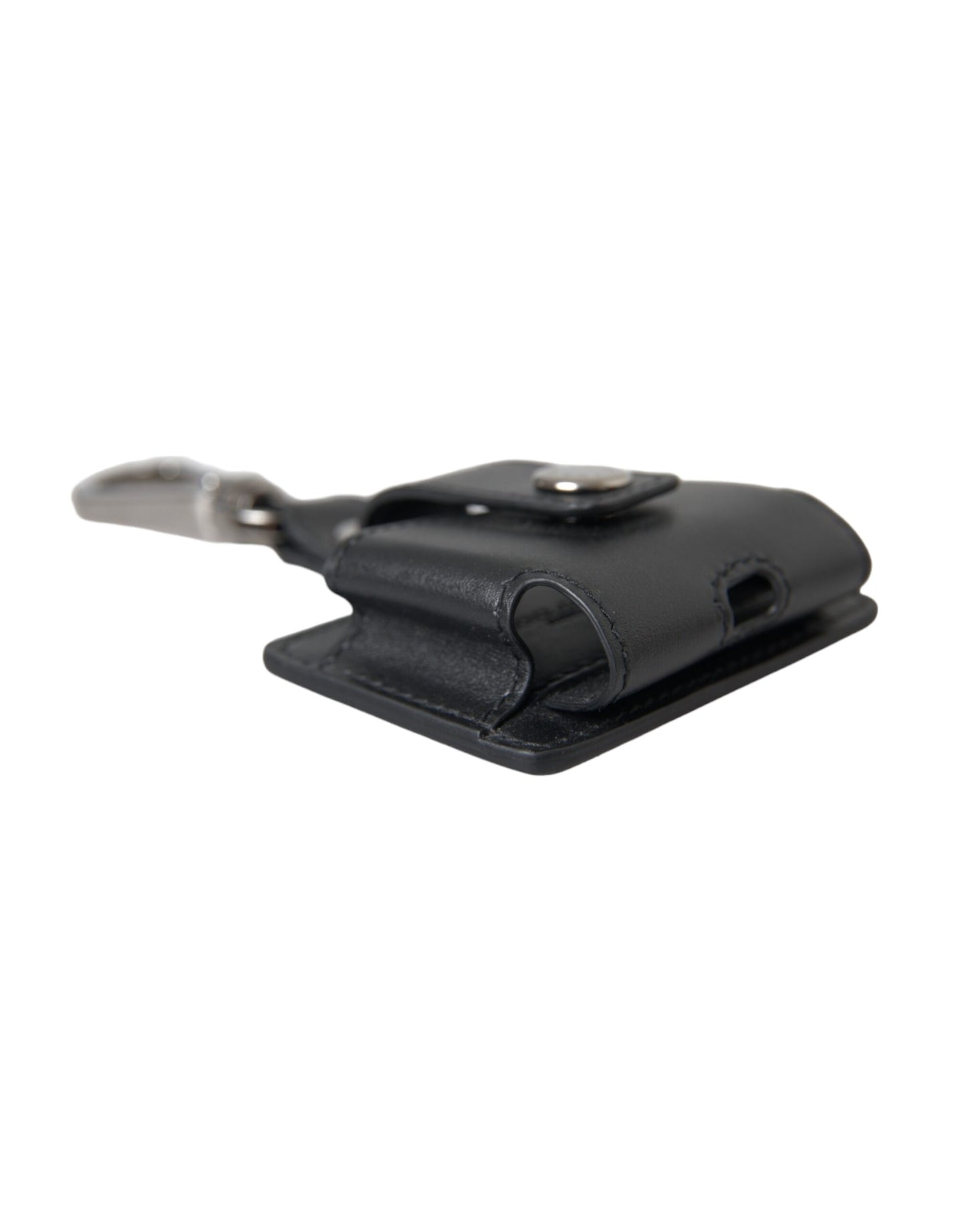 Étui pour Airpods Dolce &amp; Gabbana en cuir noir uni et métal argenté