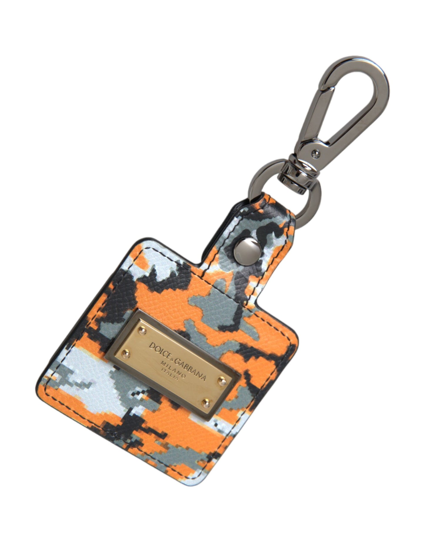 Étui pour Airpods Dolce &amp; Gabbana en cuir à imprimé camouflage multicolore avec logo en métal