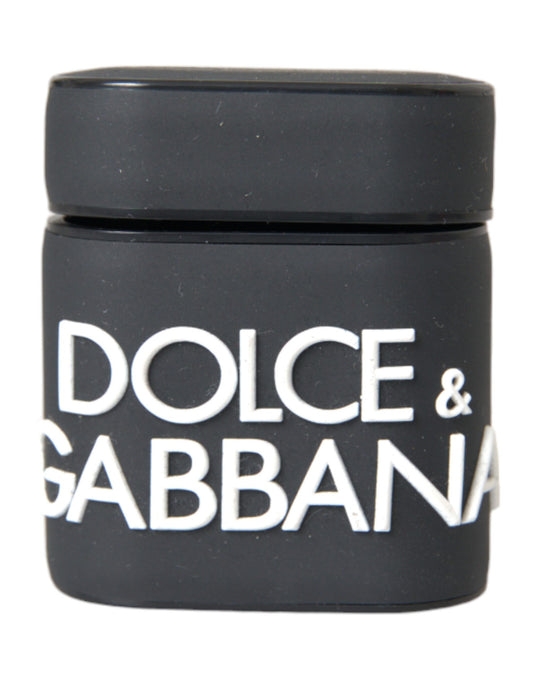 Étui pour Airpods Dolce &amp; Gabbana en silicone noir et blanc avec logo en relief