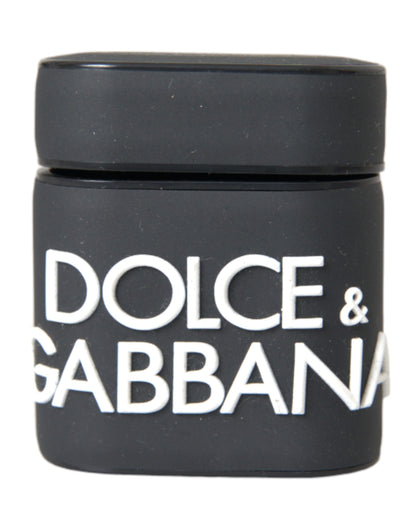 Étui pour Airpods Dolce &amp; Gabbana en silicone noir et blanc avec logo en relief