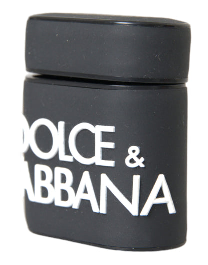 Étui pour Airpods Dolce &amp; Gabbana en silicone noir et blanc avec logo en relief