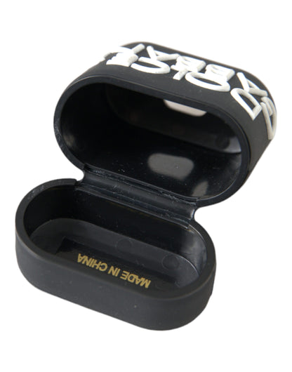 Étui pour Airpods Dolce &amp; Gabbana en silicone noir et blanc avec logo en relief