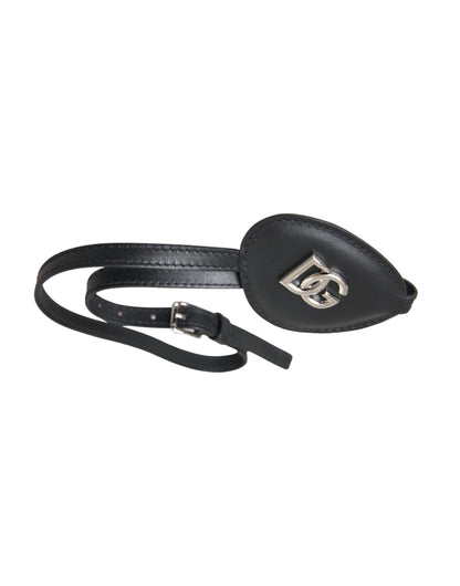 Cache-œil Dolce &amp; Gabbana en cuir de veau noir avec logo DG en métal