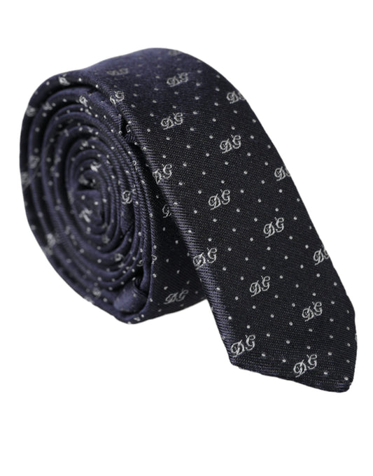 Cravate ajustable Dolce &amp; Gabbana bleue avec logo DG 100 % soie