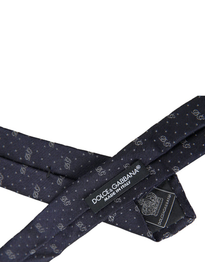 Cravate ajustable Dolce &amp; Gabbana bleue avec logo DG 100 % soie