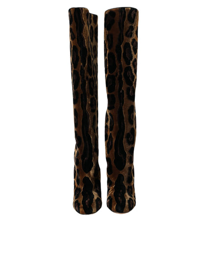Chaussures Dolce &amp; Gabbana en cuir velours marron girafe