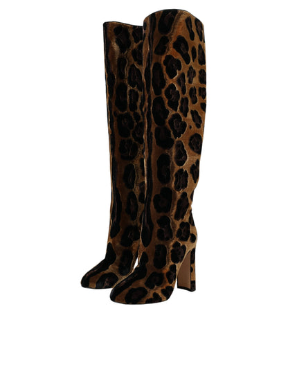 Chaussures Dolce &amp; Gabbana en cuir velours marron girafe
