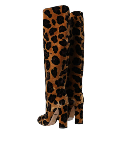 Chaussures Dolce &amp; Gabbana en cuir velours marron girafe