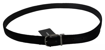 Ceinture pour homme Dolce &amp; Gabbana en velours noir avec boucle en métal argenté