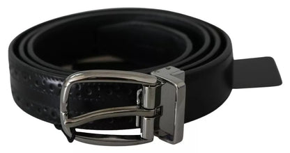 Ceinture classique Dolce &amp; Gabbana en cuir noir avec boucle en métal argenté