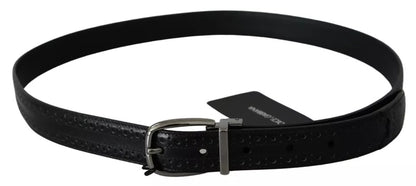 Ceinture classique Dolce &amp; Gabbana en cuir noir avec boucle en métal argenté