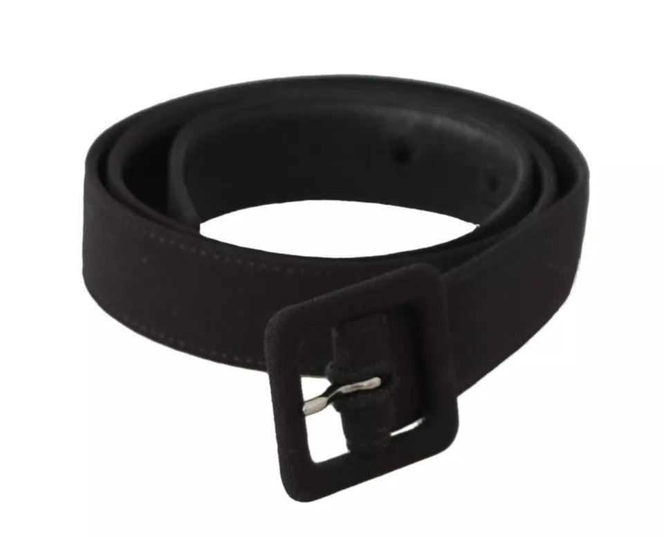 Ceinture à boucle en cuir velours noir avec logo Dolce &amp; Gabbana