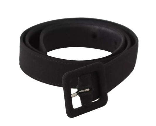 Ceinture à boucle en cuir velours noir avec logo Dolce &amp; Gabbana