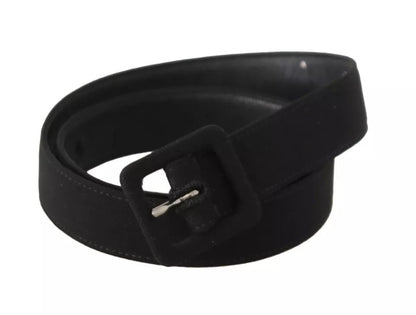 Ceinture à boucle en cuir velours noir avec logo Dolce &amp; Gabbana