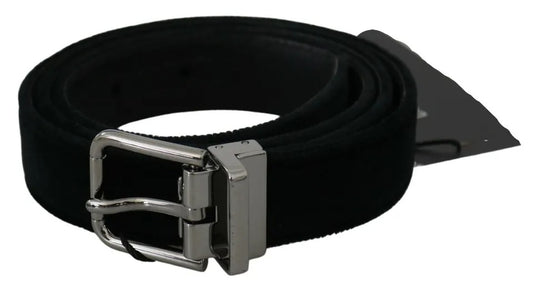 Ceinture Dolce &amp; Gabbana en cuir velours noir avec boucle argentée