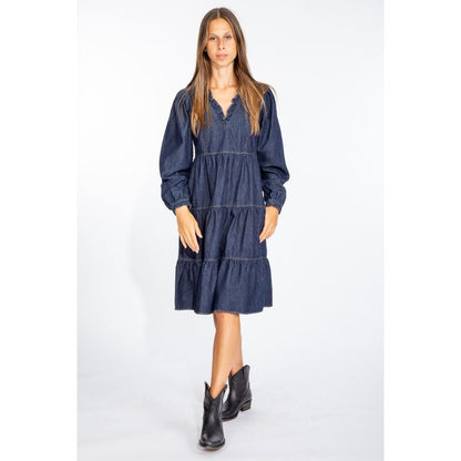 Robe évasée élégante en jean bleu foncé Love Moschino