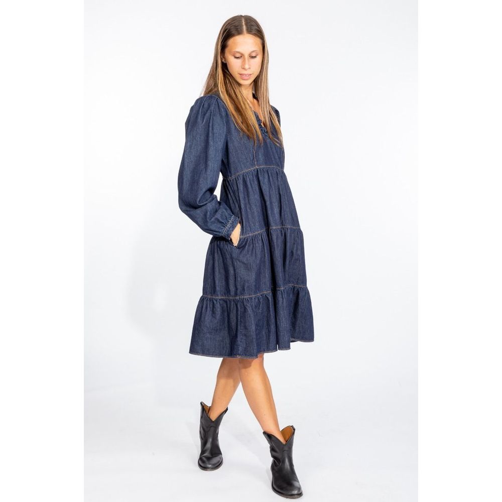 Robe évasée élégante en jean bleu foncé Love Moschino