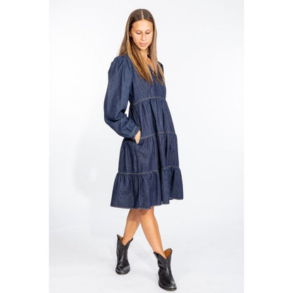 Robe évasée élégante en jean bleu foncé Love Moschino