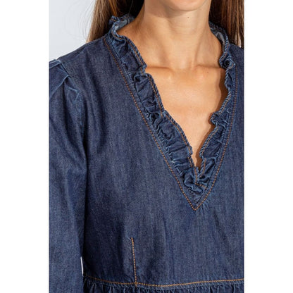Robe évasée élégante en jean bleu foncé Love Moschino