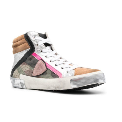 Philippe Model Army Green High-Top-Sneaker mit Lederakzenten