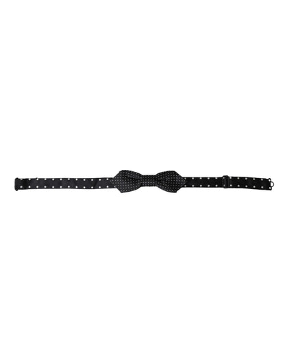 Nœud papillon ajustable en soie noire à pois Dolce &amp; Gabbana pour homme