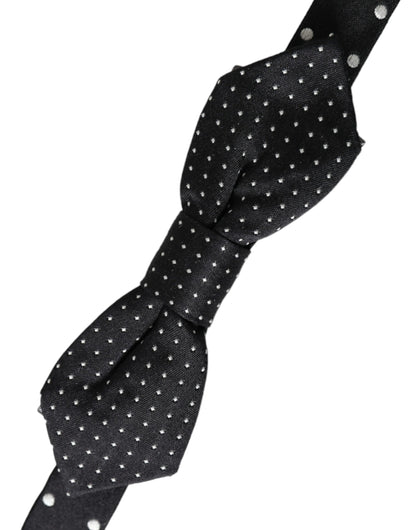 Nœud papillon ajustable en soie noire à pois Dolce &amp; Gabbana pour homme