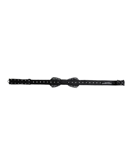 Nœud papillon ajustable en soie noire à pois Dolce &amp; Gabbana pour homme