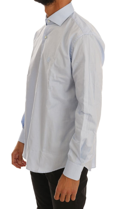 Cavalli Hellblaues Slim Fit-Hemd aus Baumwolle