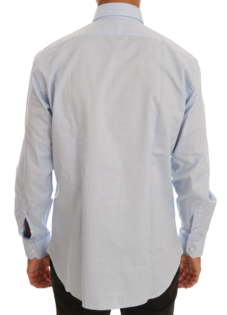 Cavalli Hellblaues Slim Fit-Hemd aus Baumwolle