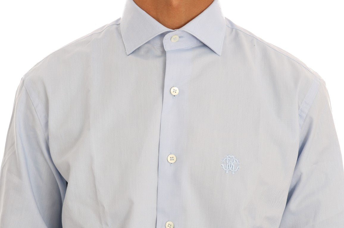 Cavalli Hellblaues Slim Fit-Hemd aus Baumwolle