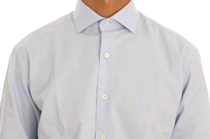 Cavalli Hellblaues Slim Fit-Hemd aus Baumwolle