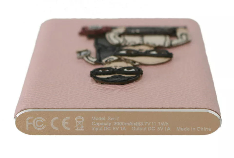 Chargeur USB Dolce &amp; Gabbana en cuir rose #DGFAMILY Power Bank