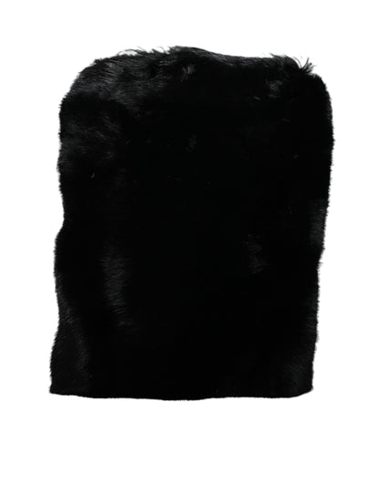 Sac à bandoulière Dolce &amp; Gabbana en fausse fourrure noire avec chaîne argentée