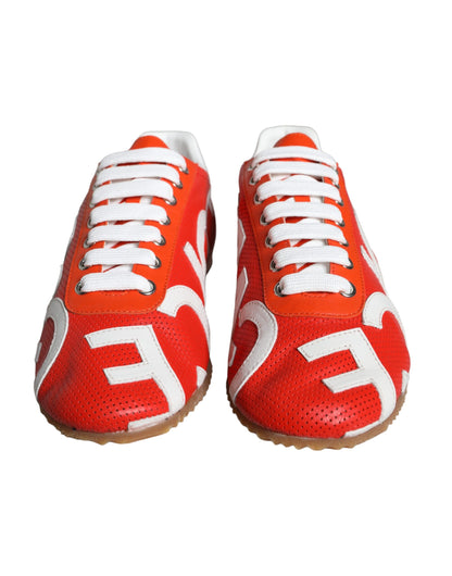 Baskets décontractées Dolce &amp; Gabbana en cuir rouge et blanc avec logo