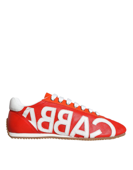 Baskets décontractées Dolce &amp; Gabbana en cuir rouge et blanc avec logo