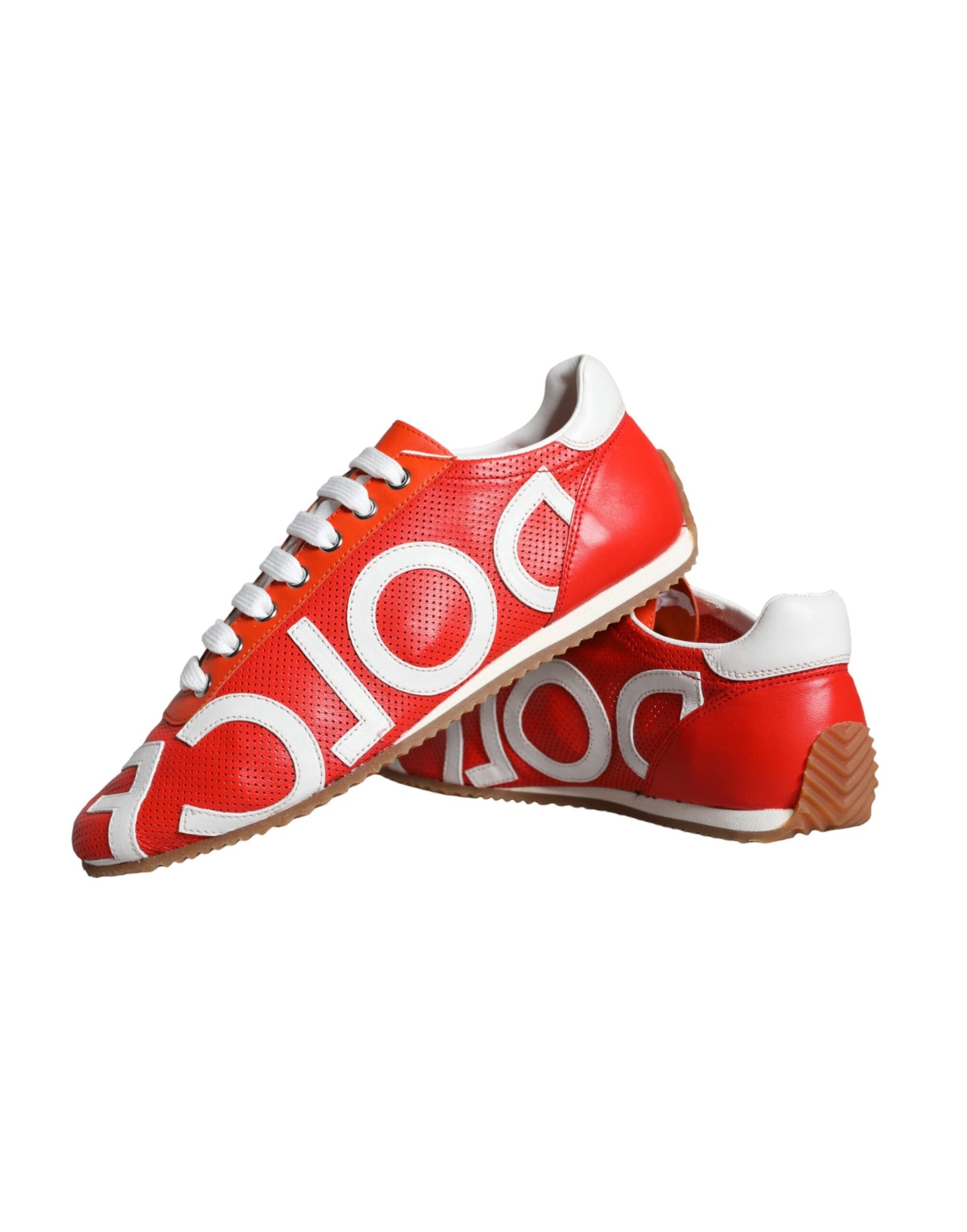 Baskets décontractées Dolce &amp; Gabbana en cuir rouge et blanc avec logo