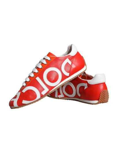 Baskets décontractées Dolce &amp; Gabbana en cuir rouge et blanc avec logo