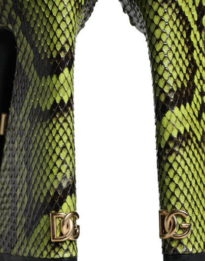 Sandales à talons et bride cheville en cuir exotique vert Dolce &amp; Gabbana