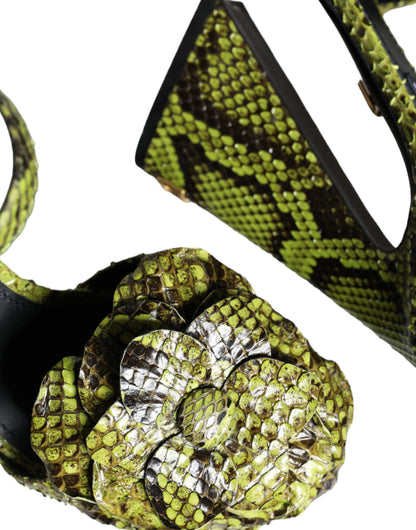 Sandales à talons et bride cheville en cuir exotique vert Dolce &amp; Gabbana