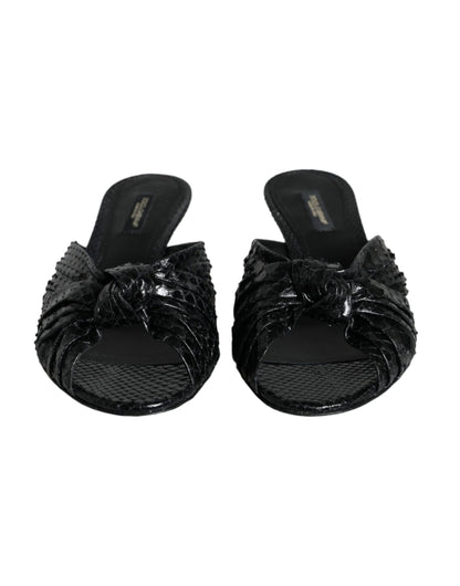 Sandales à talons en cuir noir Dolce &amp; Gabbana