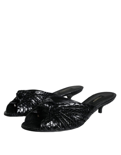 Sandales à talons en cuir noir Dolce &amp; Gabbana
