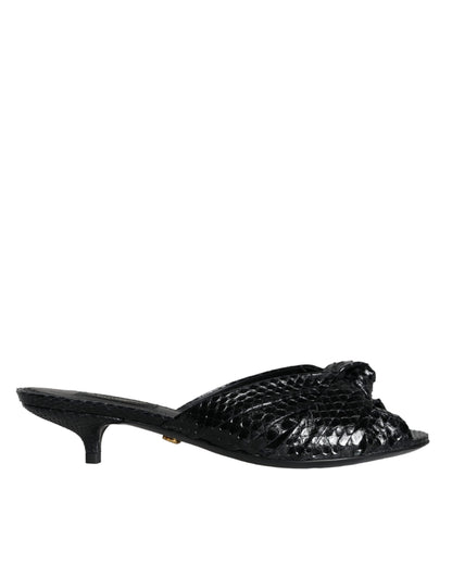 Sandales à talons en cuir noir Dolce &amp; Gabbana