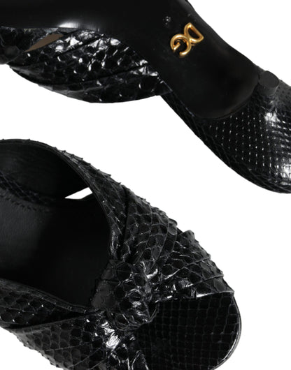 Sandales à talons en cuir noir Dolce &amp; Gabbana