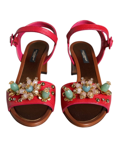 Sandales Keira en cuir fuchsia Dolce &amp; Gabbana