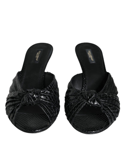 Sandales à talons en cuir noir Dolce &amp; Gabbana