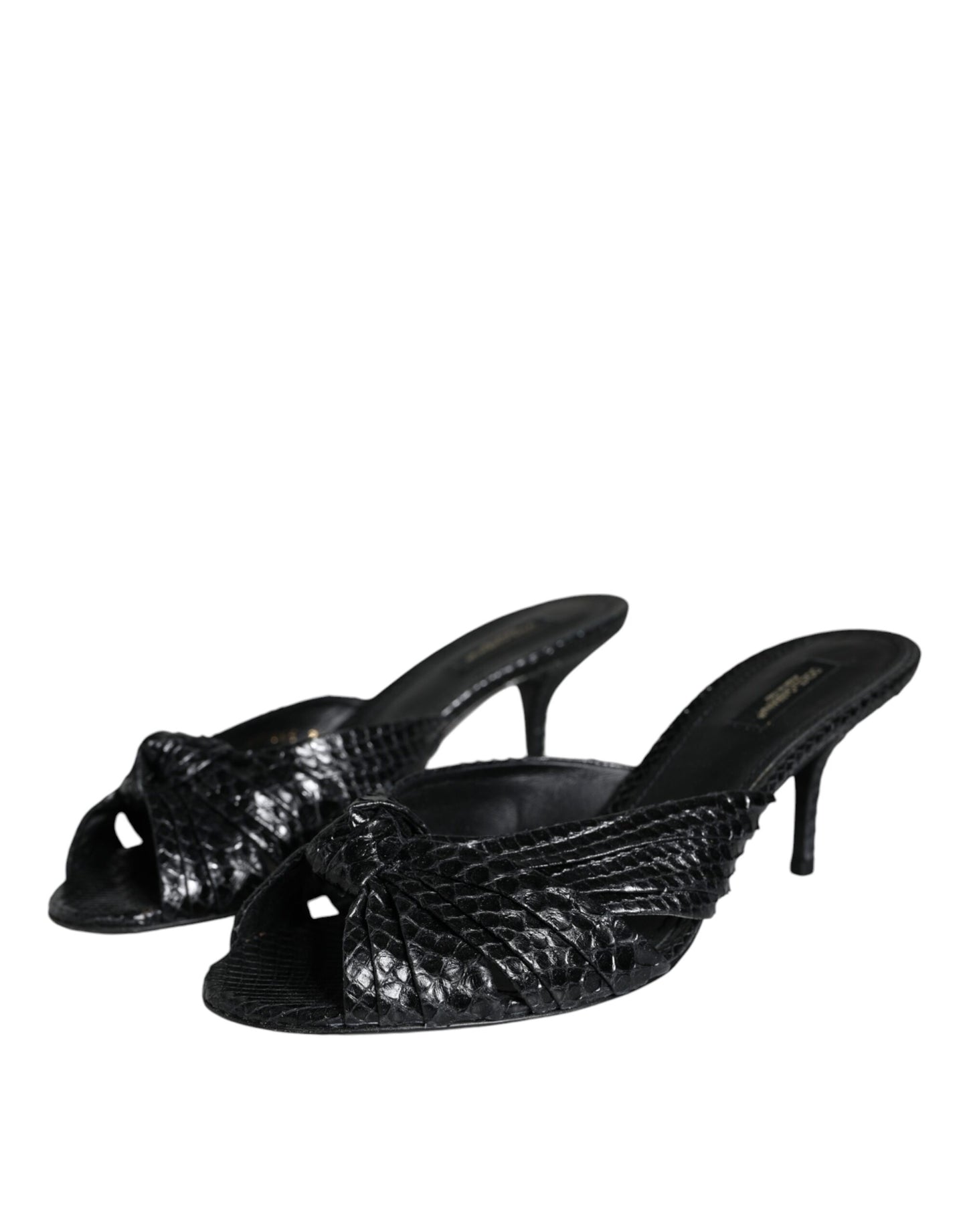 Sandales à talons en cuir noir Dolce &amp; Gabbana