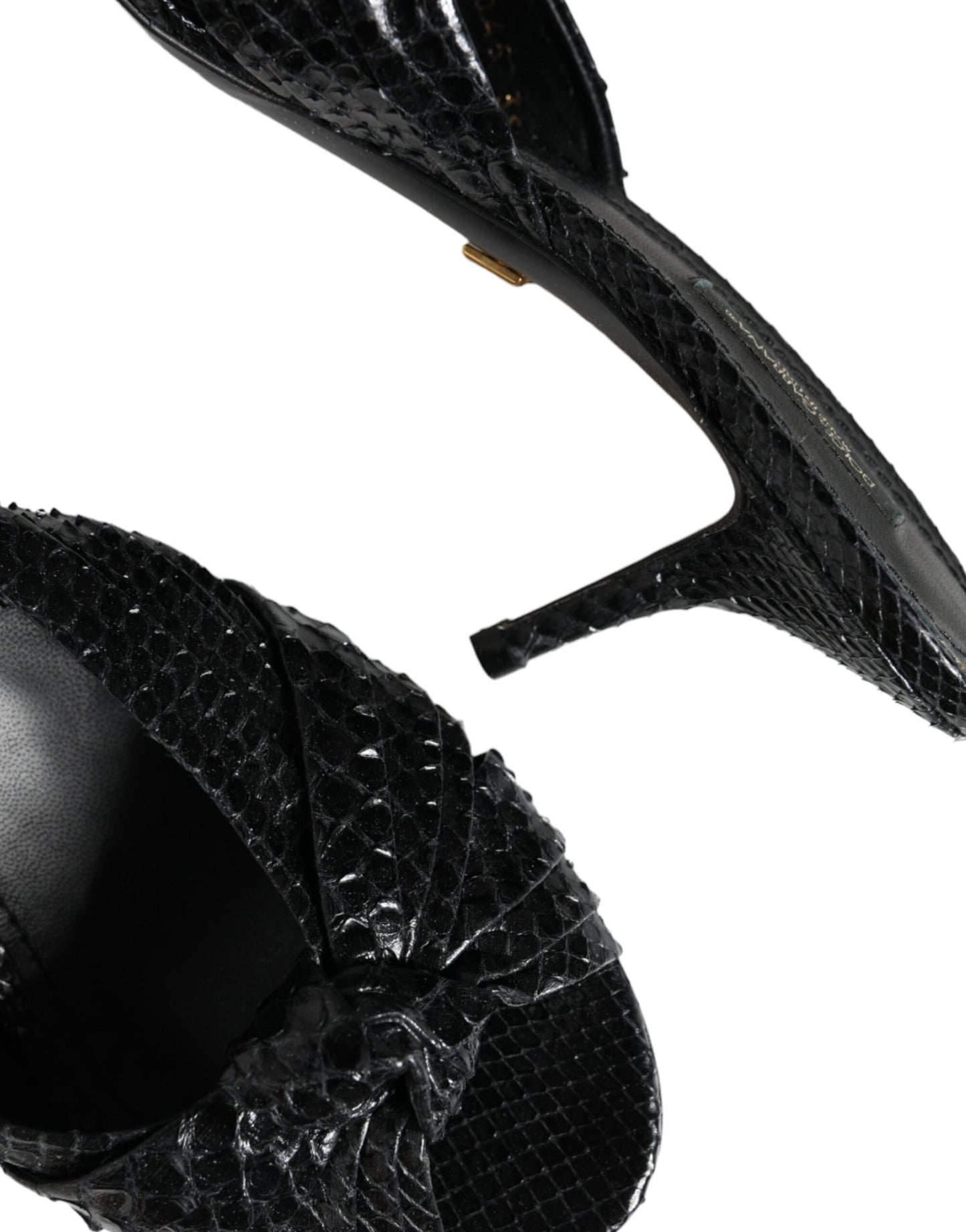 Sandales à talons en cuir noir Dolce &amp; Gabbana