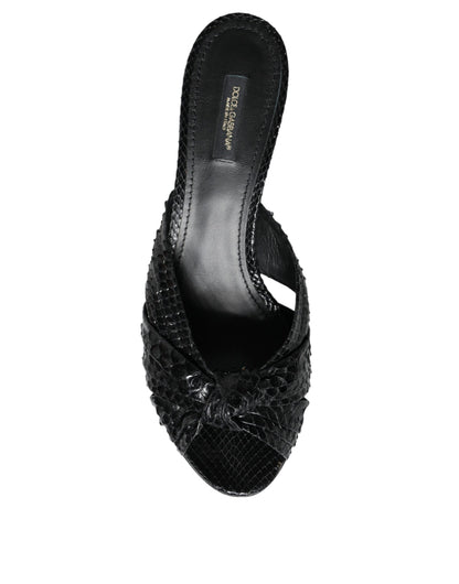 Sandales à talons en cuir noir Dolce &amp; Gabbana