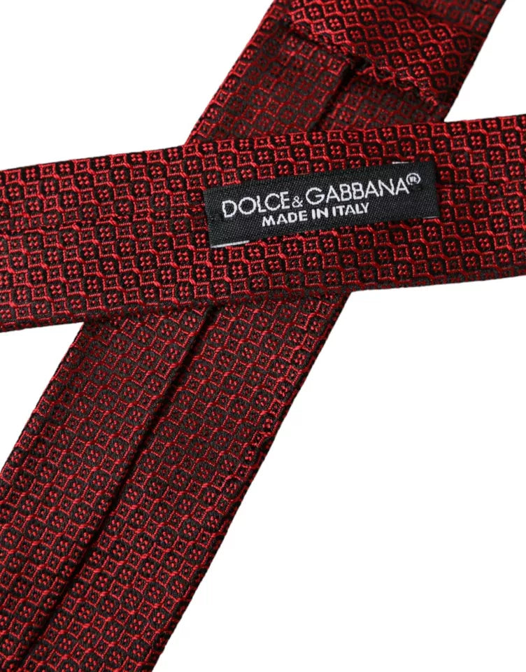 Cravate ajustable pour homme Dolce &amp; Gabbana en 100 % soie à motifs rouges